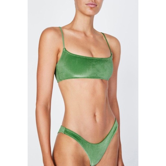 Other - Traingl Maia Velvet Cheeky Bikini Bottom Womens Swimwear Green Size Medium NWOT